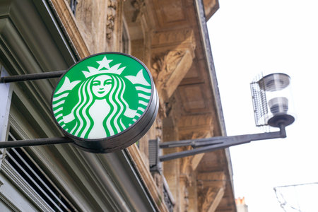Bordeaux , Aquitaine / France - 10 30 2019 : Starbucks Coffee store bar logo shop sign american coffeehouse chainのeditorial素材
