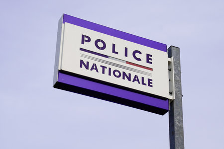 police nationale sign logo french in town and city signage Franceのeditorial素材