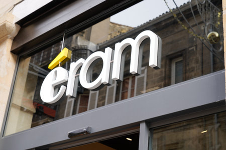 Bordeaux , Aquitaine / France - 10 28 2019 : Eram logo sign store French brand shop retail...