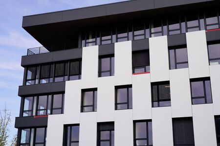 New modern apartment building exterior  black white grey colorの写真素材