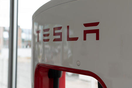 Bordeaux , Aquitaine / France - 11 07 2019 : Tesla Supercharger Single electic vehicle car chargerのeditorial素材