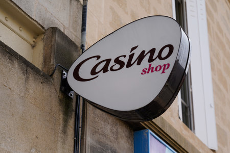 Bordeaux , Aquitaine / France - 11 19 2019 : Casino shop supermarket logo sign store of french retailerのeditorial素材