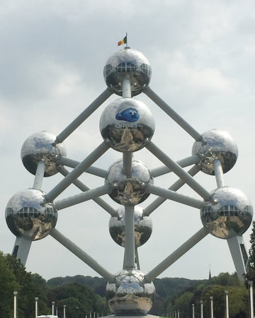 Bruxelles / Belgium - 08 21 2019 : Atomium silver tower in Brussels Belgium