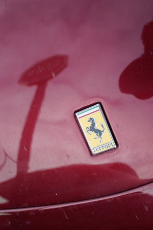 Bordeaux , Aquitaine / France - 11 19 2019 : ferrari sign logo on side car sport supersport luxuryのeditorial素材