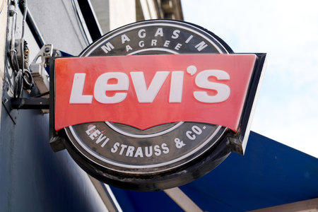 Bordeaux , Aquitaine / France - 11 13 2019 : Levi's Jeans Sign and Logo levis store levi strauss...