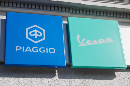 Bordeaux , Aquitaine / France - 11 13 2019 : piaggio vespa sign italian motorcycle motorbike scooter logoのeditorial素材