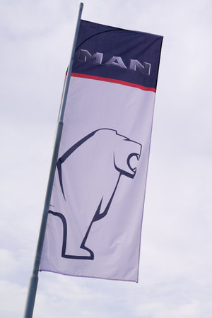 Bordeaux , Aquitaine / France - 11 19 2019 : Man shop truck bus sign logo flag signage dealership storeのeditorial素材