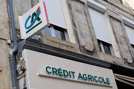 Bordeaux , Aquitaine / France - 11 20 2019 : Credit Agricole sign logo ca on bank agency facade store officeのeditorial素材