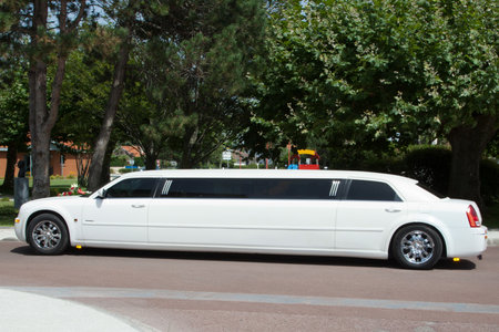 Bordeaux , Aquitaine / France - 11 13 2019 : limousine stretch white car chrysler 300c customのeditorial素材