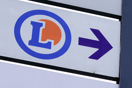 Bordeaux , Aquitaine / France - 11 19 2019 : Leclerc logo round sign E.Leclerc shop store supermarketのeditorial素材