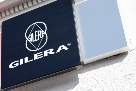 Bordeaux , Aquitaine / France - 11 13 2019 : Gilera logo sign dealership shop Italian motorcycle manufacturer store motorbikeのeditorial素材