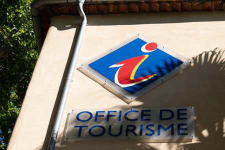 office de tourisme logo sign means information center in french for touristのeditorial素材