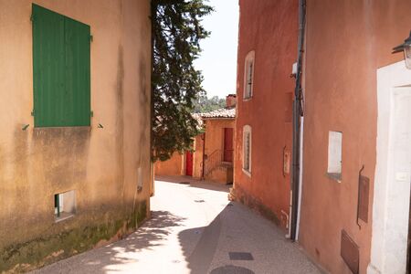 Roussillon beautiful French village alley colorful locally mined ochre  franceの写真素材