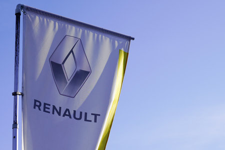 Bordeaux , Aquitaine / France - 12 04 2019 : Renault flag sign logo car dealer store building dealershipのeditorial素材