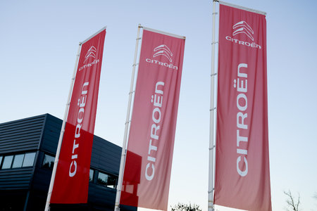 Bordeaux , Aquitaine / France - 12 04 2019 : CitroÃ«n flag car sign French logo automobile manufacturer Citroenのeditorial素材