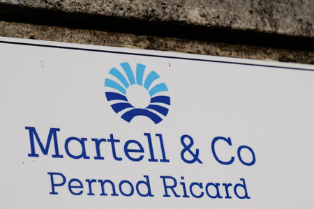Cognac , Aquitaine / France - 12 04 2019 : Martell & Co pernod ricard group panel logo sign in...