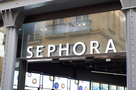 Bordeaux , Aquitaine / France - 10 06 2019 : store sign Sephora shop French brand and chain of cosmetics storesのeditorial素材