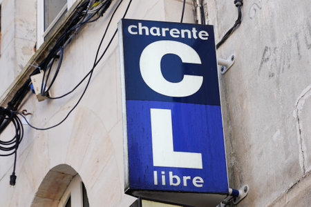 AngoulÃªme , Aquitaine / France - 12 04 2019 : Charente Libre facade building of the local newspaper Angouleme in Franceのeditorial素材