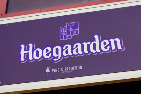 Bordeaux , Aquitaine / France - 12 28 2019 : Hoegaarden beer logo sign in bar beverage from belgiumのeditorial素材