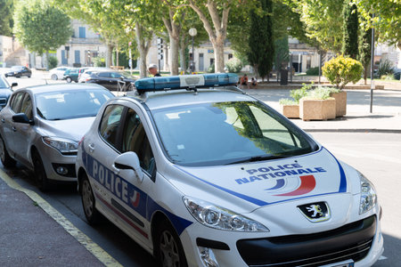 Bordeaux , Aquitaine / France -  01 09 2020 : car police french city vehicle peugeotのeditorial素材