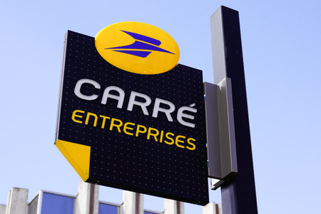 Bordeaux , Aquitaine / France - 09 24 2019 : logo store sign French group La Poste carrÃ© entreprises post office for society entreprise businessのeditorial素材