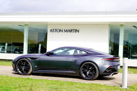 Bordeaux , Aquitaine / France - 09 27 2019 : Aston Martin car dealership Logo Wall of supercar shop storeのeditorial素材
