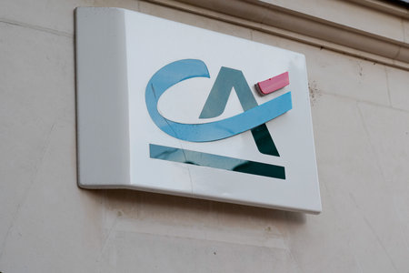 Bordeaux , Aquitaine / France - 01 15 2020 : Credit Agricole logo ca sign store bank agency facade office shop windowのeditorial素材