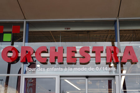 Bordeaux , Aquitaine / France - 01 22 2020 : orchestra text sign french store logo children kids clothing brand shopのeditorial素材