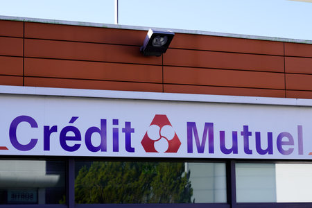 Bordeaux , Aquitaine / France - 01 22 2020 : credit mutuel french bank logo office front signage store building facade in streetのeditorial素材