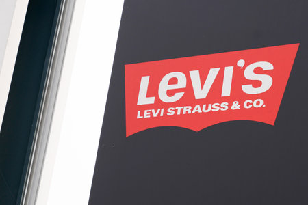 Bordeaux , Aquitaine / France - 01 22 2020 : Levis logo clothing store shop sign Levi's building...