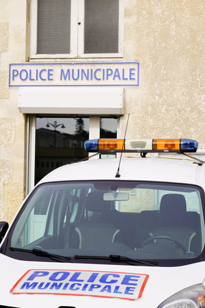 office car police municipale means in french Municipal police vehicle buildingのeditorial素材