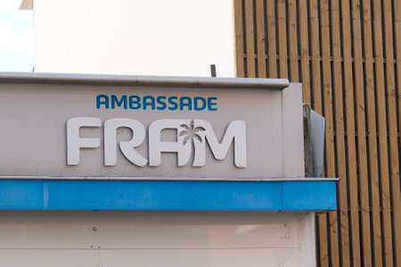 Bordeaux , Aquitaine / France - 10 17 2019 : Fram ambassade logo sign store boutique French travel agencies office leisure retailerのeditorial素材