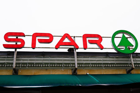 Bordeaux , Aquitaine / France - 01 18 2020 : spar sign logo store supermarket on market shopのeditorial素材