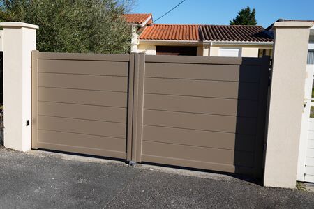 Aluminum brown house garden gateの写真素材