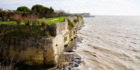 Talmont fortifications on the cliff Talmont-sur-Gironde, Franceの写真素材