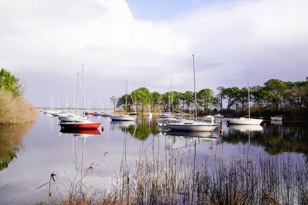 boat lake sailboat harbor in Hourtin Port boats harbour