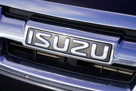 Bordeaux , Aquitaine / France - 01 15 2020 : Isuzu front car logo sign Japanese commercial vehicles manufacturing companyのeditorial素材