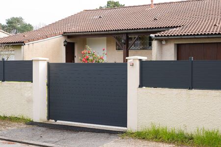 Aluminum metal gate of a houseの写真素材