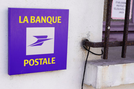 Bordeaux , Aquitaine / France - 02 21 2020 : La Banque Postale blue sign brand la poste logo store office French bank postのeditorial素材