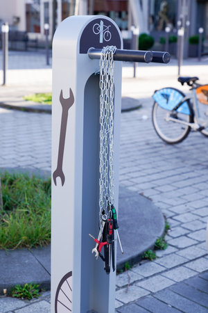 bicycle repair station servcie and toolsのeditorial素材