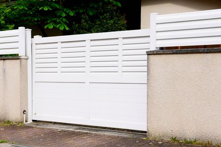 design white aluminum home gate portal of suburbs house city