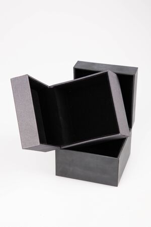 open black boxes isolated on white background gift box