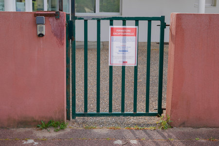 Bordeaux , Aquitaine / France - 04 16 2020 : city school closed for coronavirus pandemic french...