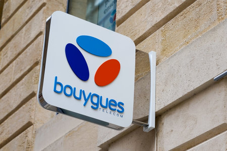 Bordeaux , Aquitaine / France - 05 12 2020 : Bouygues telecom logo phone communication operator shop...