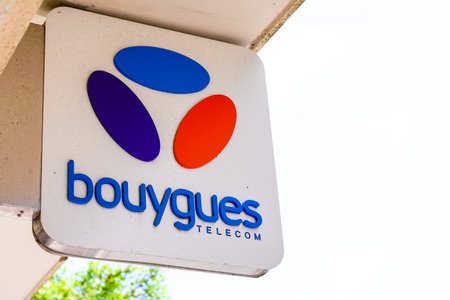Bordeaux , Aquitaine / France - 05 12 2020 : Bouygues telecom shop sign logo french phone operator...
