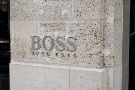 Bordeaux , Aquitaine / France - 05 12 2020 : Hugo Boss store sign German brand luxury fashion house logo shopのeditorial素材