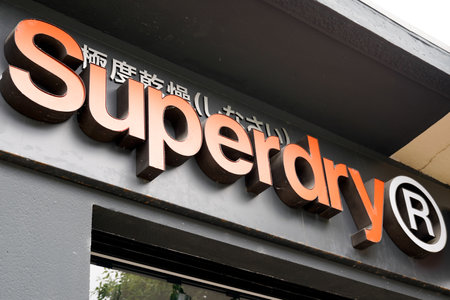 Bordeaux , Aquitaine / France - 05 12 2020 : Superdry logo sign shop store British international...