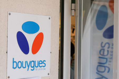 Bordeaux , Aquitaine / France - 05 12 2020 : Bouygues telecom french logo phone operator shop sign...