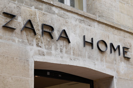 Bordeaux , Aquitaine / France - 05 05 2020 : zara home shop brand logo and sign on wall storeのeditorial素材