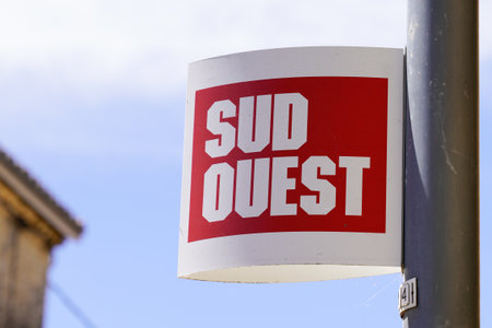 Bordeaux , Aquitaine / France - 05 05 2020 : sud ouest shop sign and logo on library storeのeditorial素材